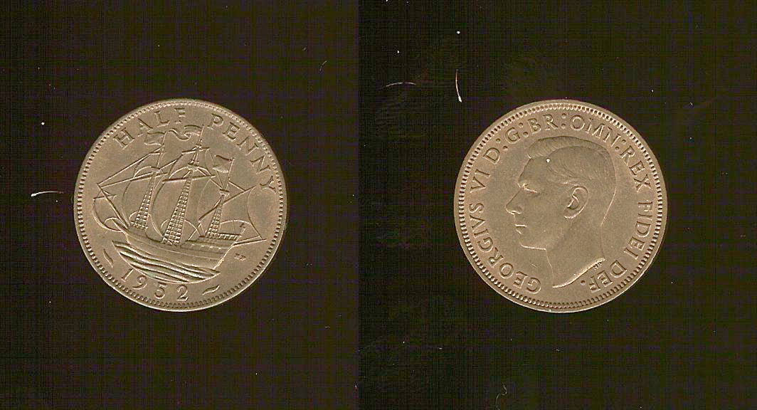 ROYAUME-UNI 1/2  Penny Georges VI 1952 SPL
